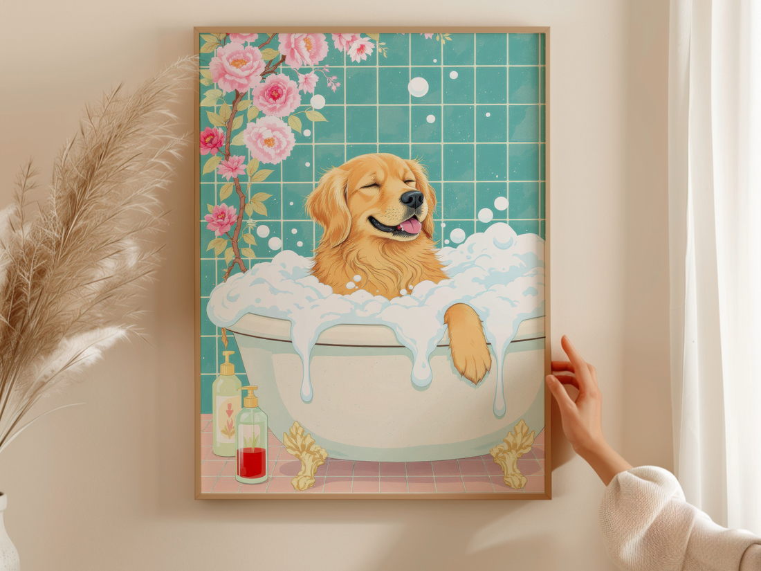 Golden Retriever Mint Bathtub