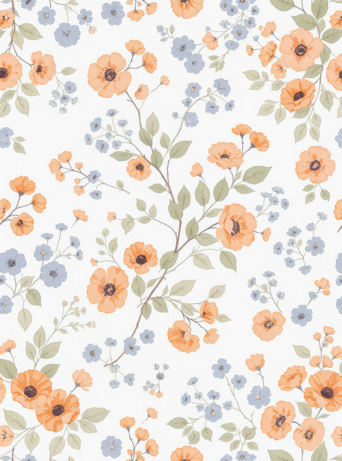 Peach Blue Floral Pattern