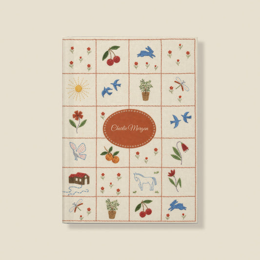 Embroidered Story Sampler personalised notebook cover