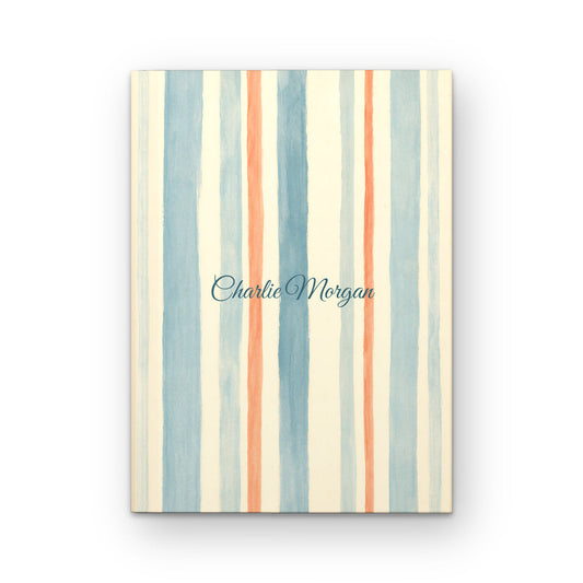 Coastal Painterly Stripe personalised hardcover notebook front cover