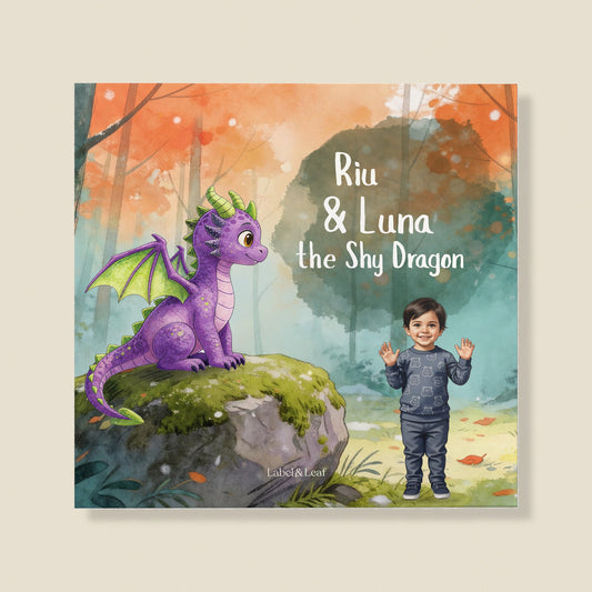 Luna the Shy Dragon personalised story book mockup