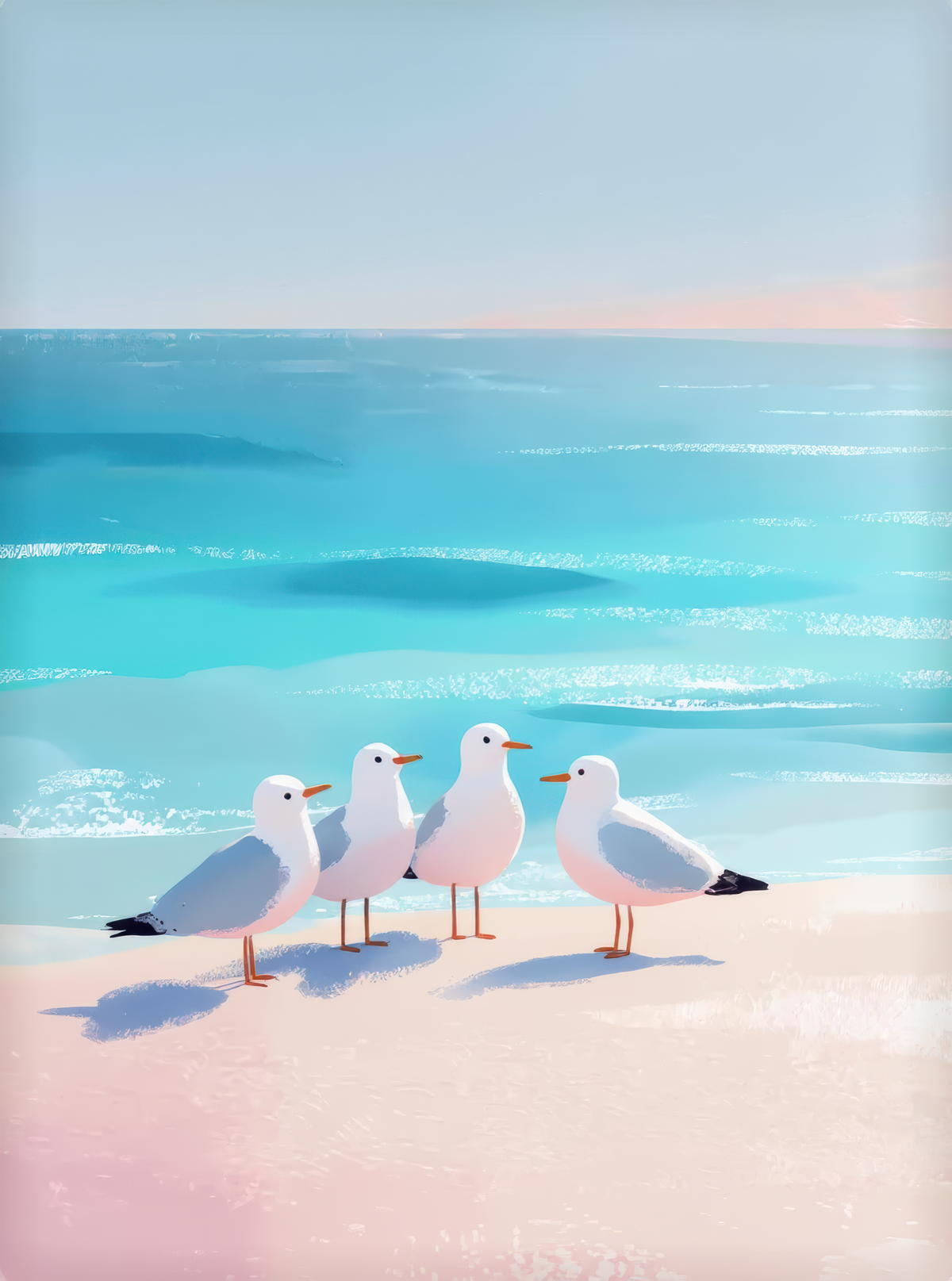 Four Seagulls Turquoise Beach