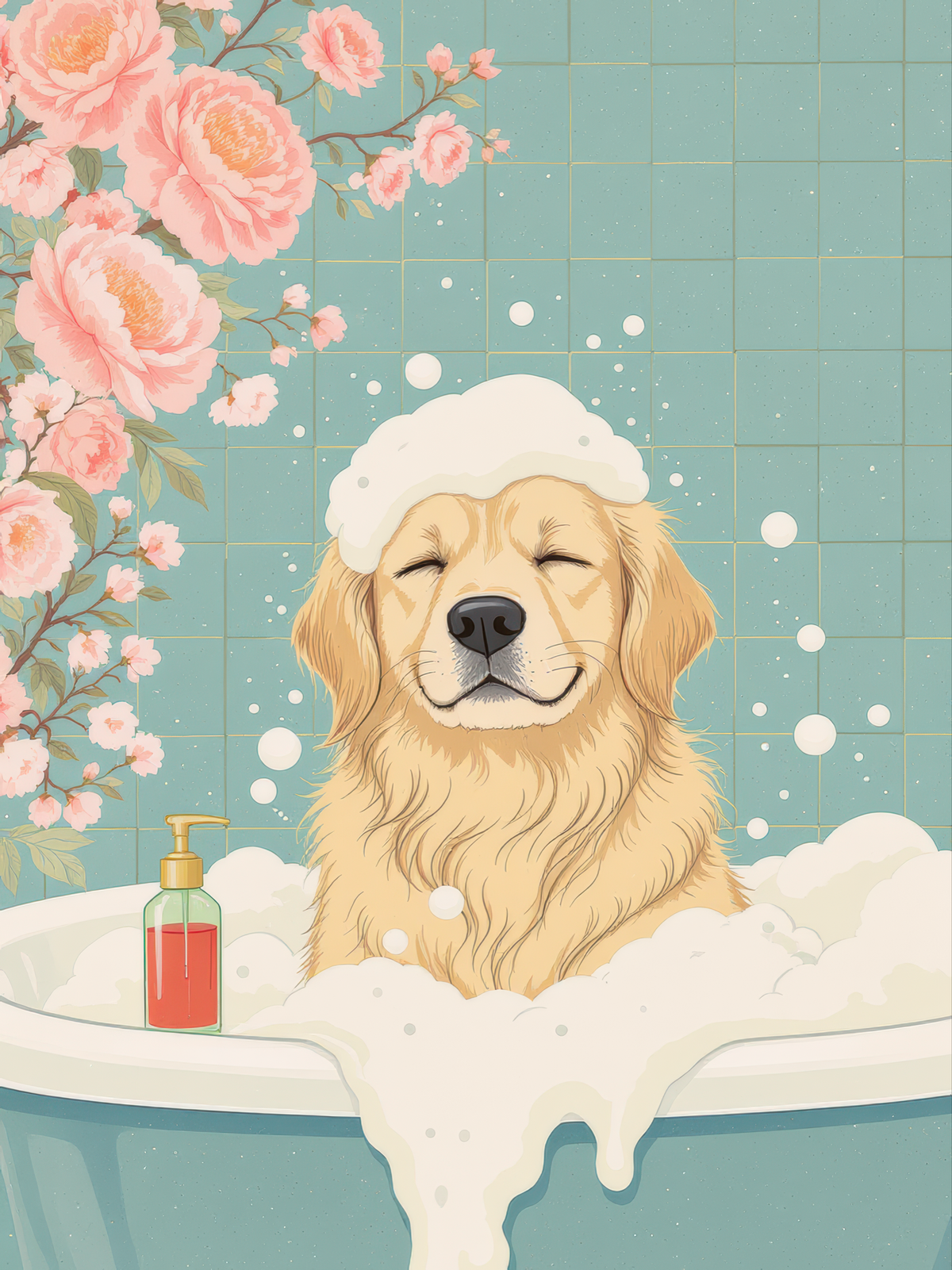 Golden Retriever Bubble Bath