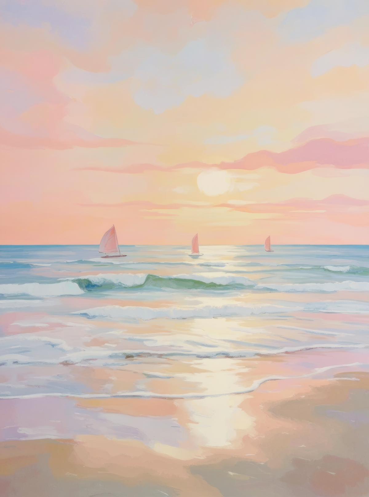 Impressionist Sunset Ocean Sailing